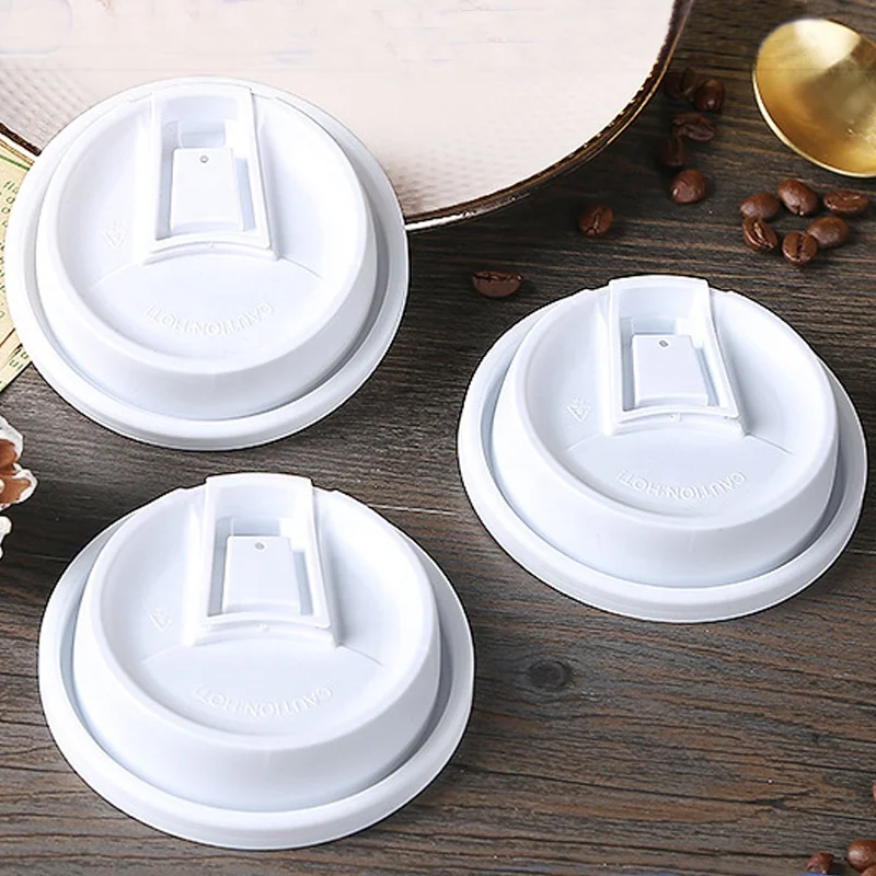 90mm Flat Lid  Injection Molded Switch Cover Disposable Lids Leakproof Food Grade PP Material for Paper Cups