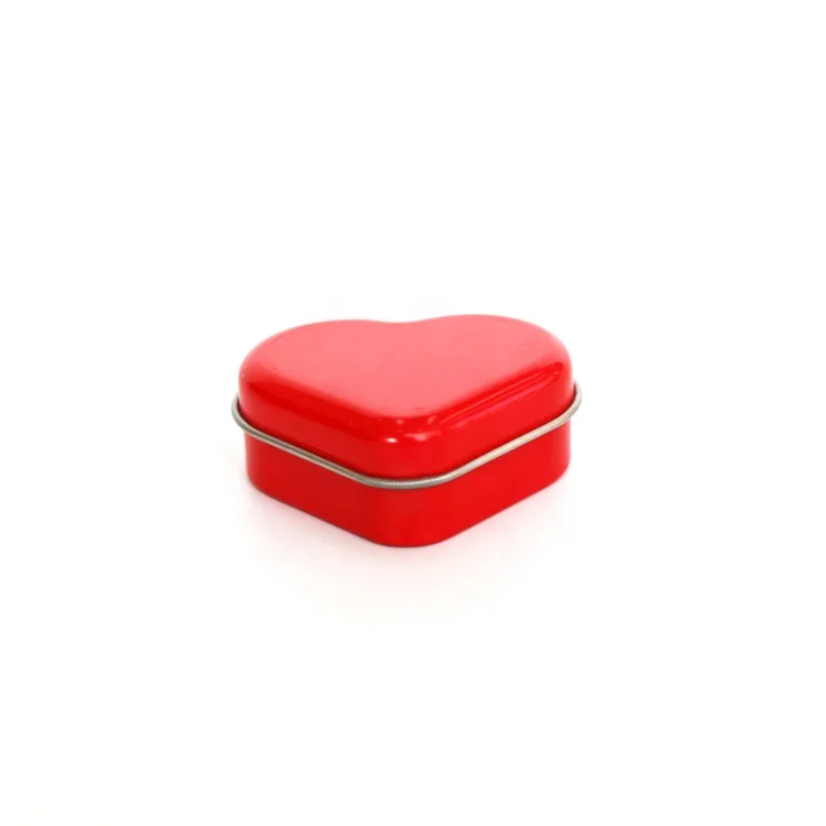 Promotion design heart shape metal food containers lip balm candy storage gift tin box