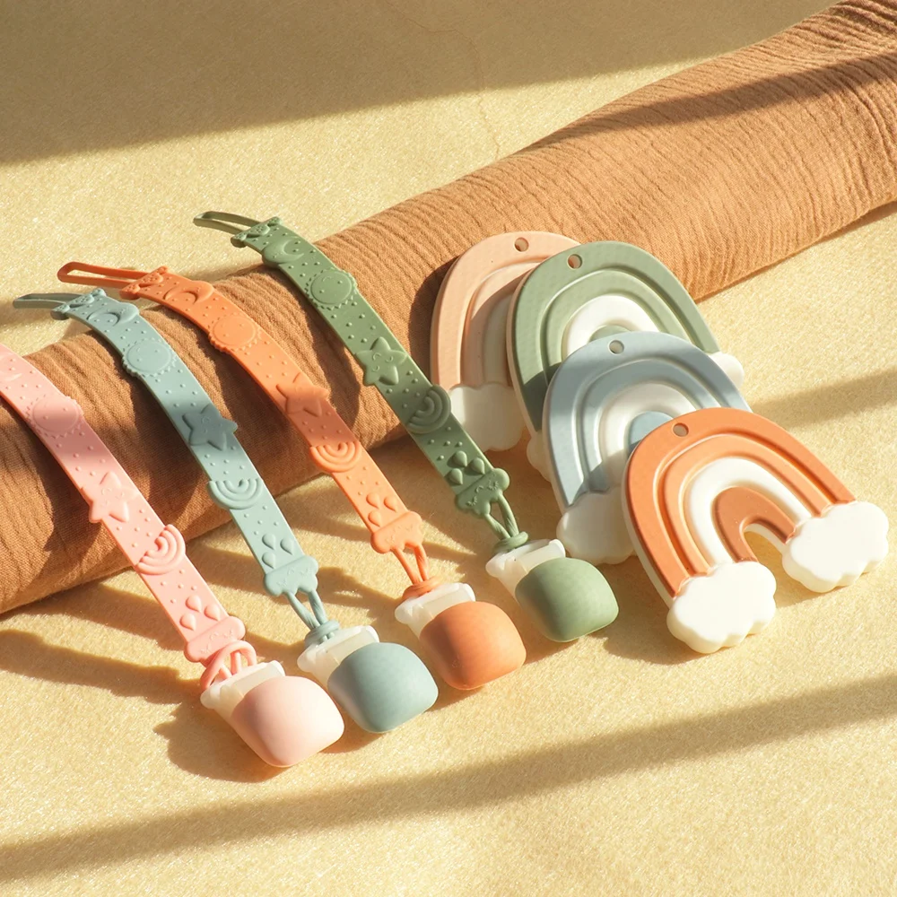 Wholesales Woven Food Grade Baby Silicone Chain With Stuffed Animal For Pacifier Chain Clip