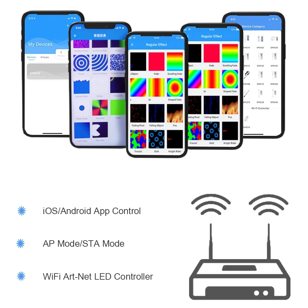 WS2812B WS2811 RGBIC 4*1024Pixels WIFI Led Controller SP801E Smart