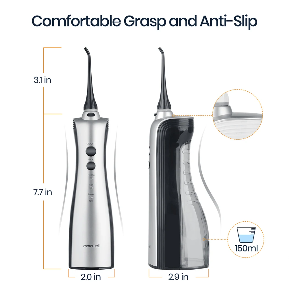 Mornwell 150ml Cordless Portable Teeth Cleaning Dental Oral Irrigator Waterflosser Electric Water Flosser