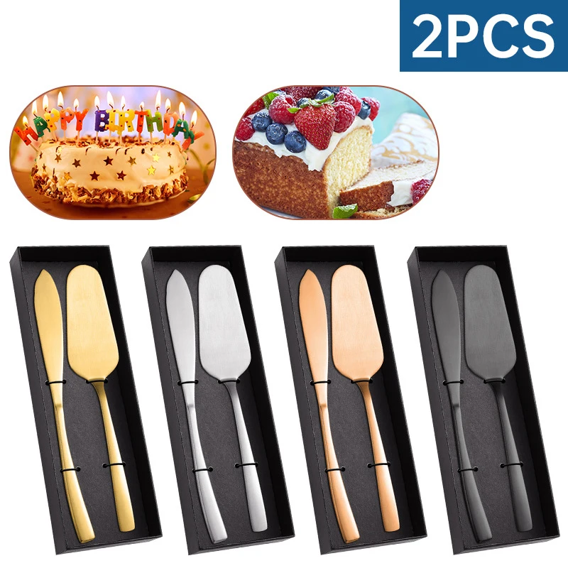 WONDERFUL 4Pcs Stainless Steel Wedding Presents Cake Cutting Spatulas and Pie Server Gold Knife and Server set with Forks