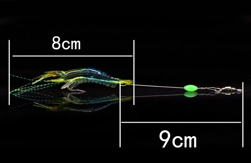 Jetshark Realistic Artificial Soft 8cm 5.4g Shrimp Lure Hook with Leader Cord Trace Luminous Predator Fishing Baits