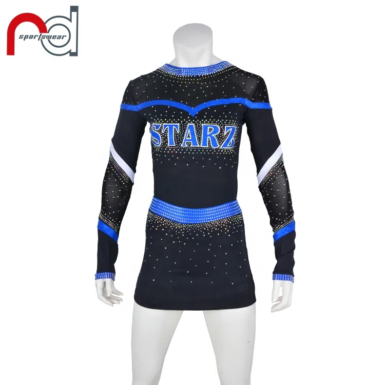 Rhinestones Mystique Cheer Uniforms Allstar Long Sleeve Competition High Quality Cheerleading Uniforms