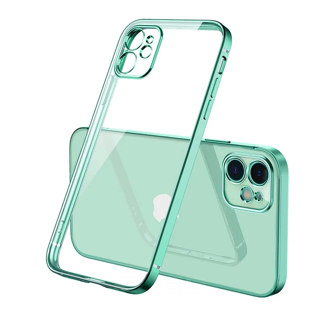  Роскошный прозрачный чехол из ТПУ с квадратной рамкой для iPhone 11 Pro Max XS 7 8 Plus
