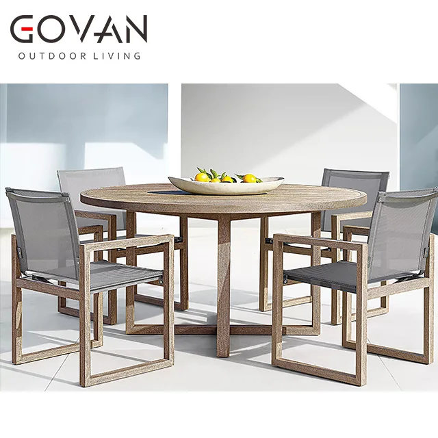 
Govan Modern Design Outdoor Furniture New Design Hotel Patio Leisure Solid Teak Wood Round Dining Table 