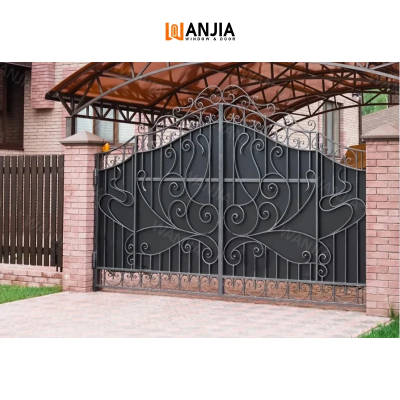 European Design Apartment Exterior Wrought Iron Gates Driveway House Modern Iron Gates Security Wrought Iron Gates