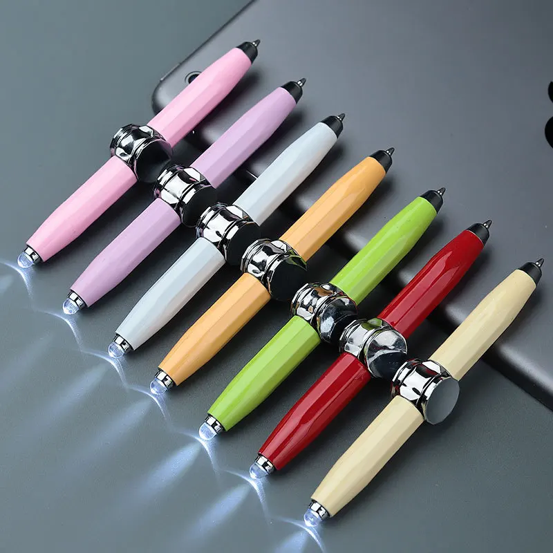 2024 new Creative multi-functional mini led light capacitance stylus finger Fidget  customized plastic gyro ball pen