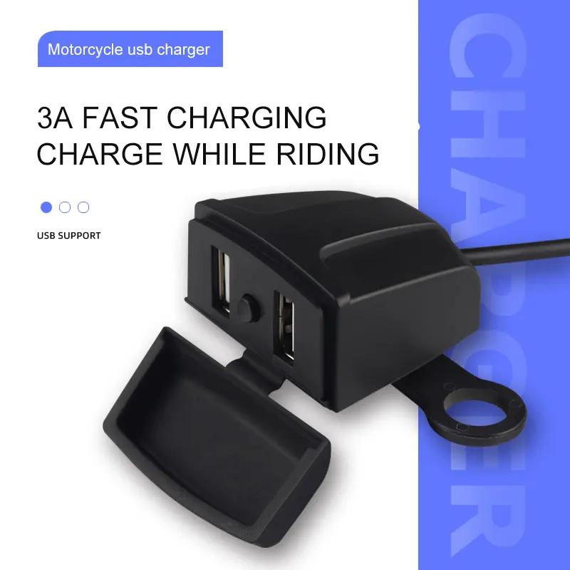 2021 New Accessories Motorbike 3A Quick Charging 12 -24V Motorcycle Dual USB Waterproof Phone
