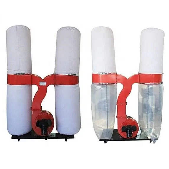 Industrial Double Cloth Bag Wood Dust Collector For Woodworking Machine