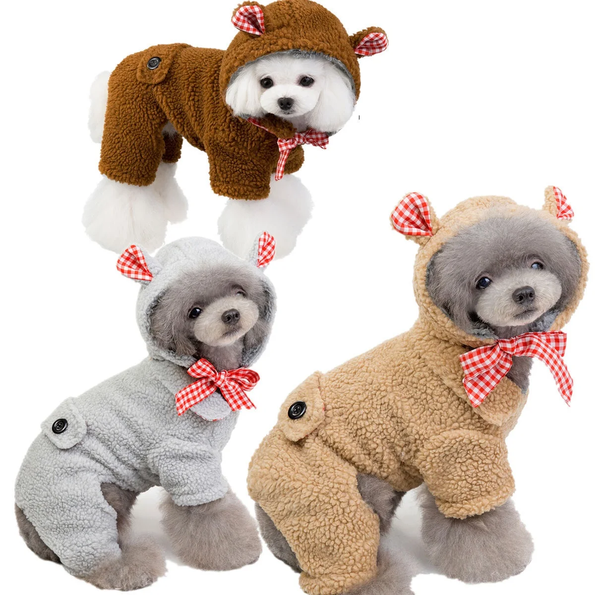 Pet clothes autumn and winter new teddy cat clothes bear four legs cotton-padded clothes