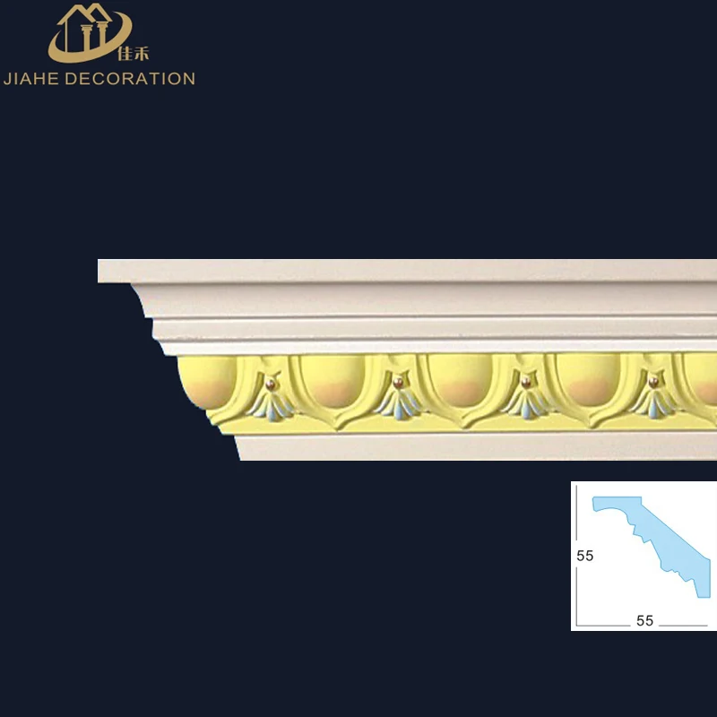 
artistic moulding polyurethane carved crown molding for art gallery museum and salon 
