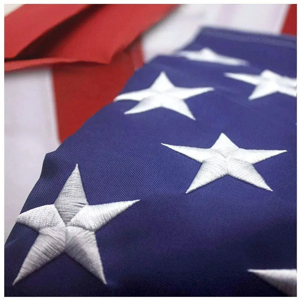 Huiyi Guangzhou 210D Nylon Embroidered American Quality Flags Promotional Custom Us Flag Embroidered