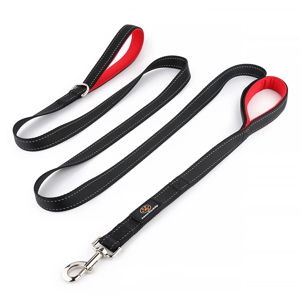 Heavy Duty Reflective Double Handles Dog Lead Leash 6ft Long Dual Traffic Neoprene Padded Two Handles Pet Lead for Quick Control