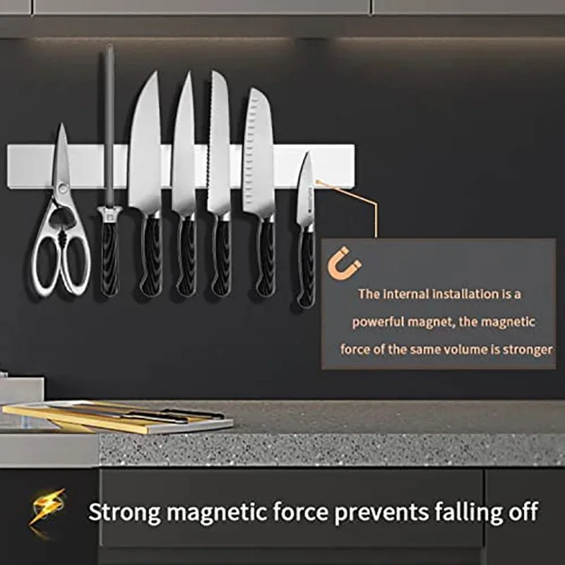 High Quality Stainless Steel magnetic knife holder 12 inch Wall Storage Rack Magnetic Knife Strip