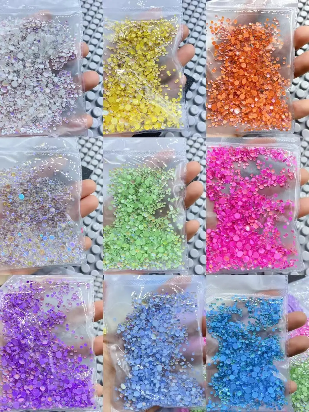 Factory wholesale Mermaid Tears Beads Nail Stone Mix Size Non Hotfix Glass Flatback Kits Rhinestones