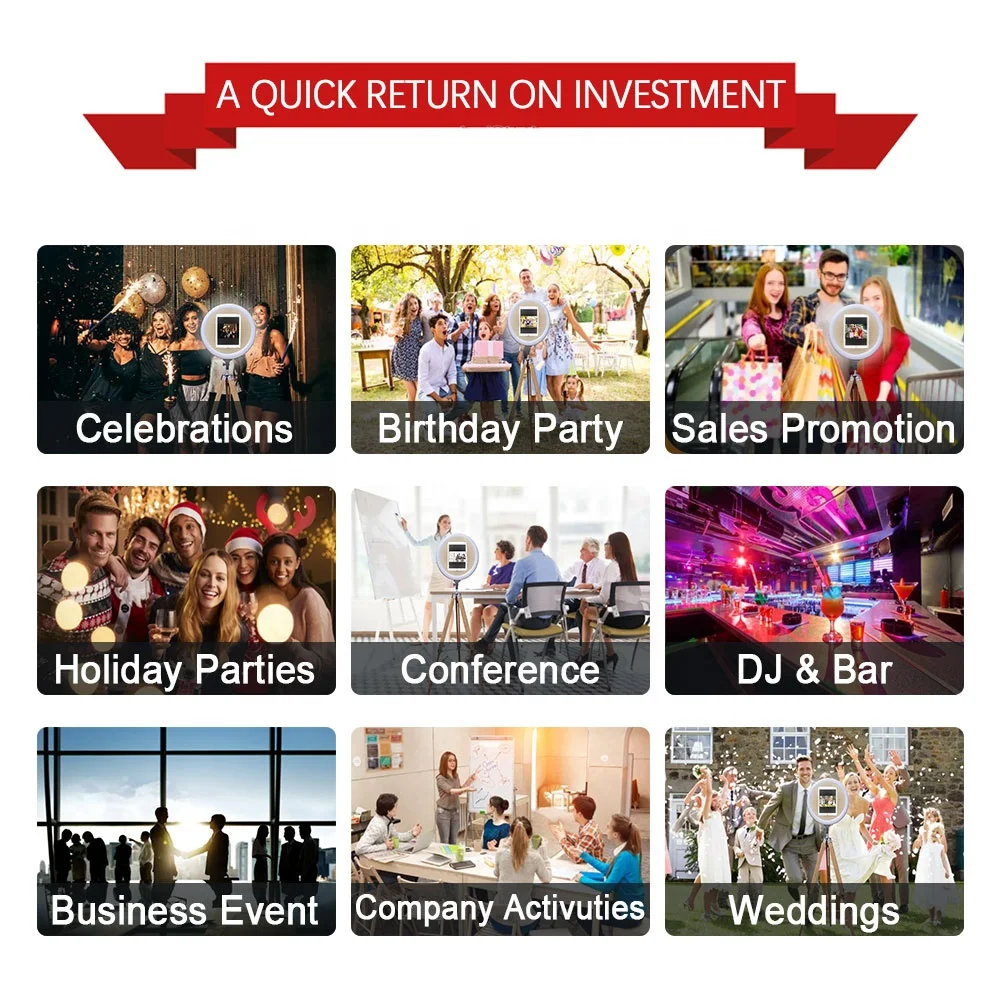 High Quality Portable Light Weight RGB Dimmable Removable Handheld Deluxe Lcd Ipad Photo Booth Shell for Wedding Party