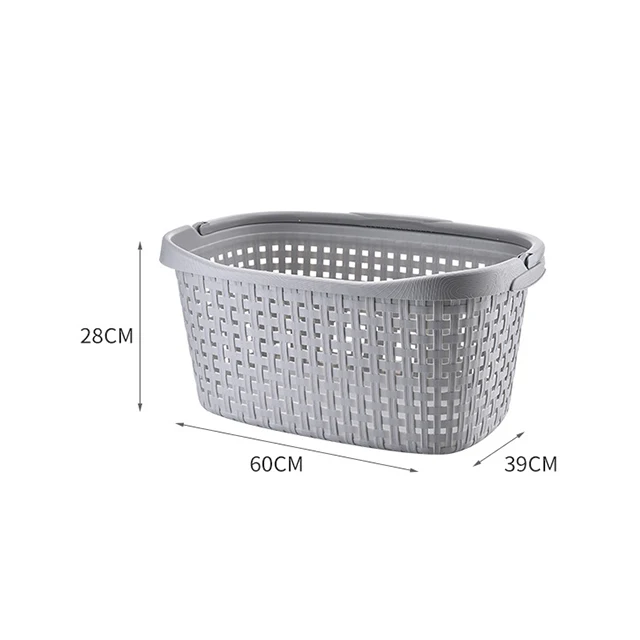 White plastic laundry basket weave with easy grip carrying