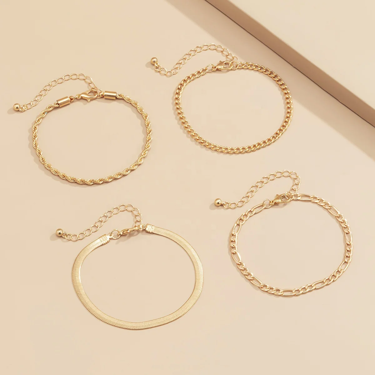 4Pcs/Set High Quality Flat Blade Snake Link Bracelet Bangle Women Armband Punk Multi Layer Twist Bracelets Couple Hand Jewelry