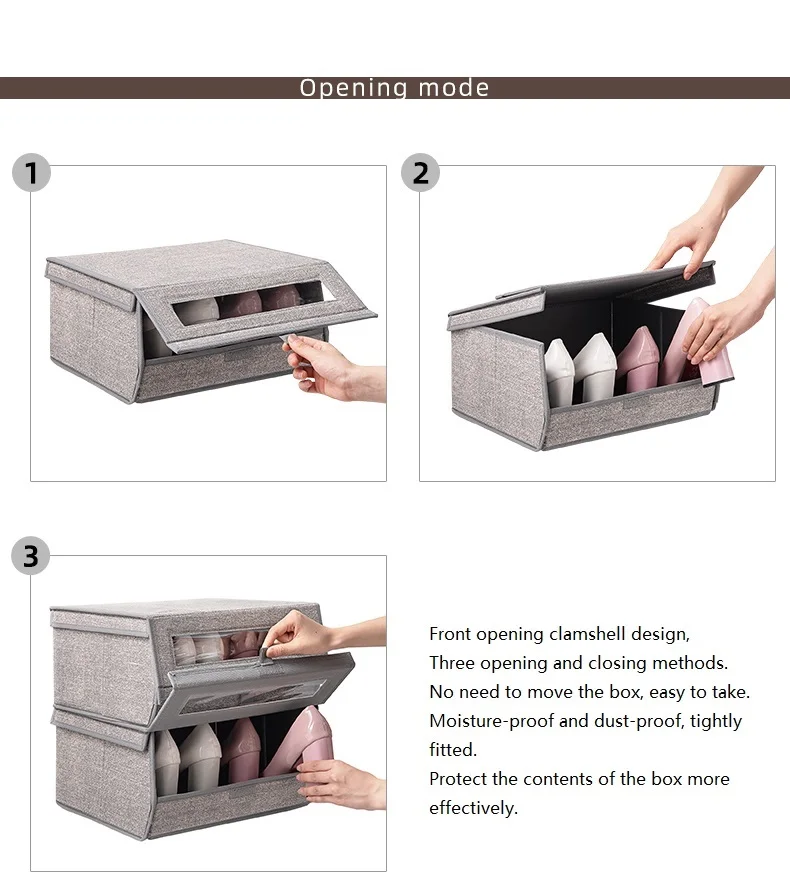 Divider home shoe with window foldable Under Bed Dustproof shoe organizer