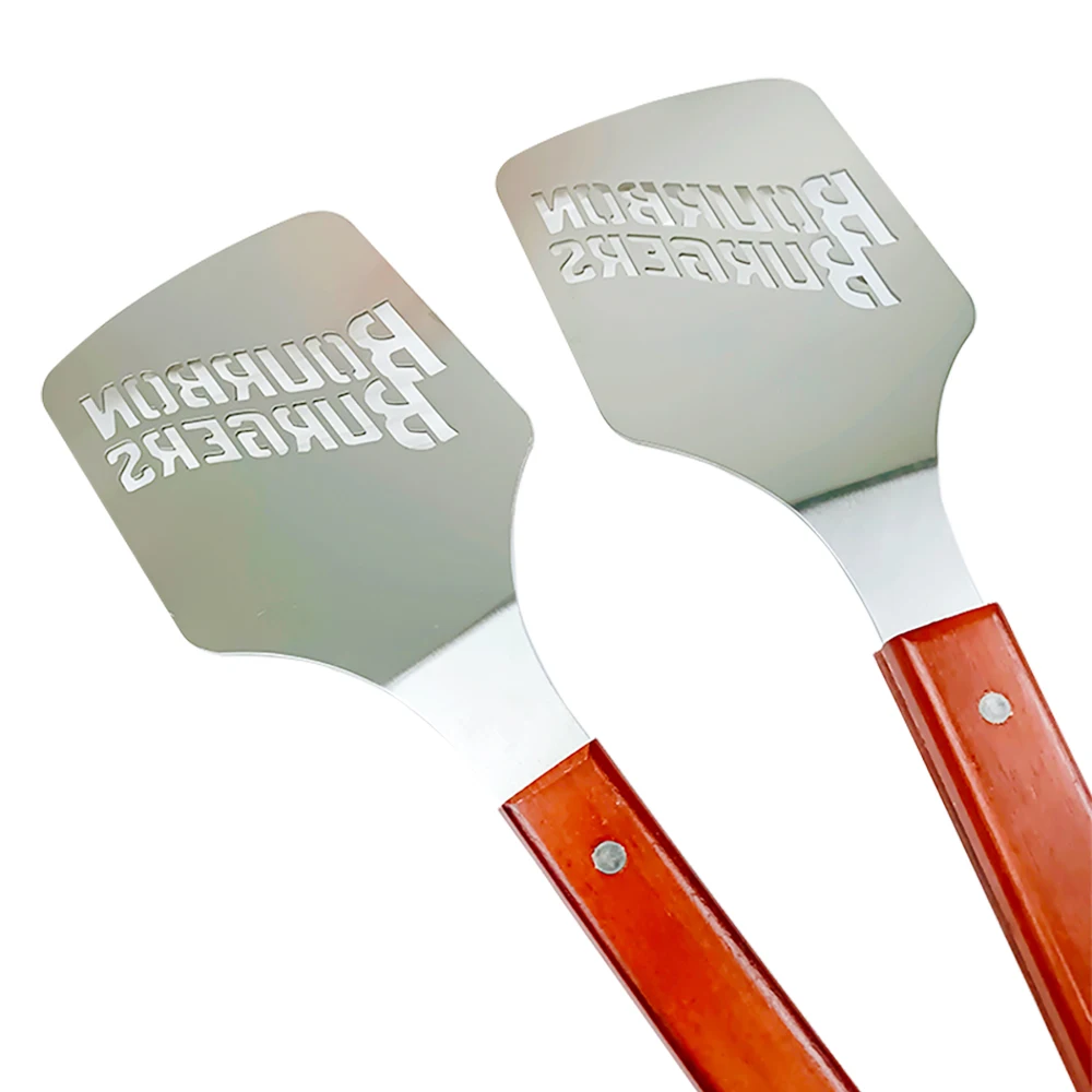 Custom Heavy-Duty Stainless Steel BBQ Grill Spatula with Wooden Handle Metal Barbecue Tools with Built-In Bottle Opener
