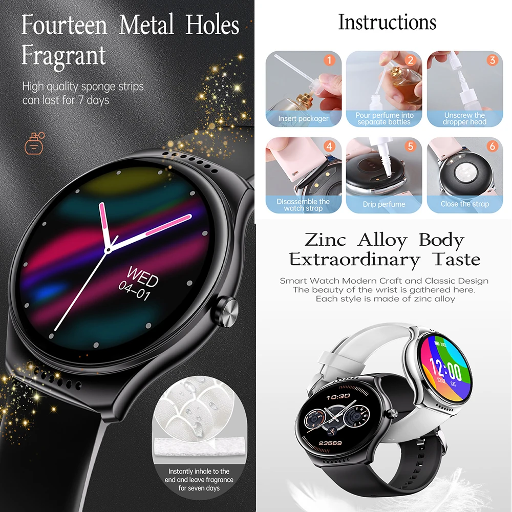 2023 Perfume Smart Watch H32 with 1.28inch Fitness sport Sleep Tracker Calories Tracking Pedometer smartwatch