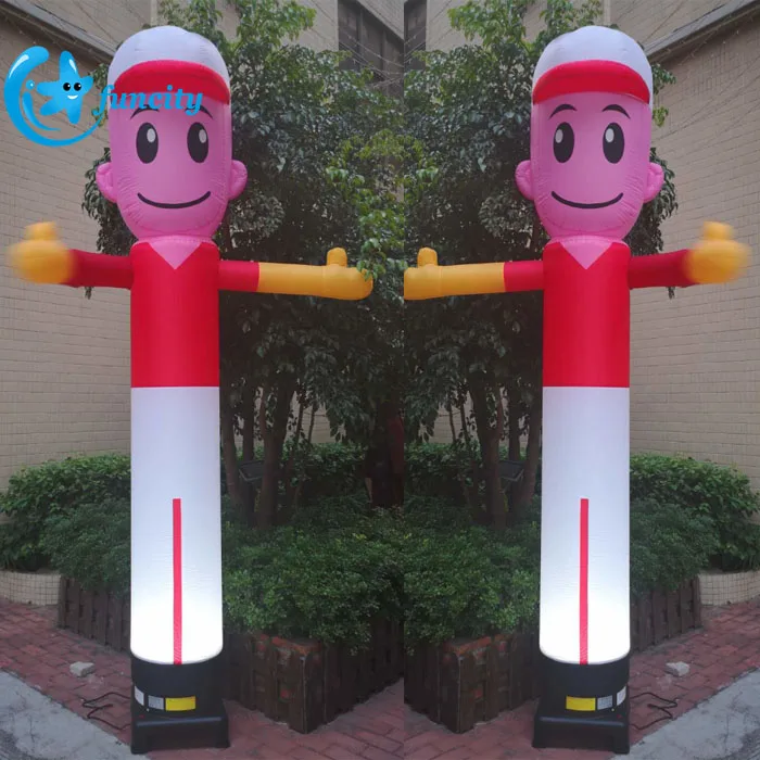 Outdoor inflatable air sky dancer shaking the hands for advertising with logo printing