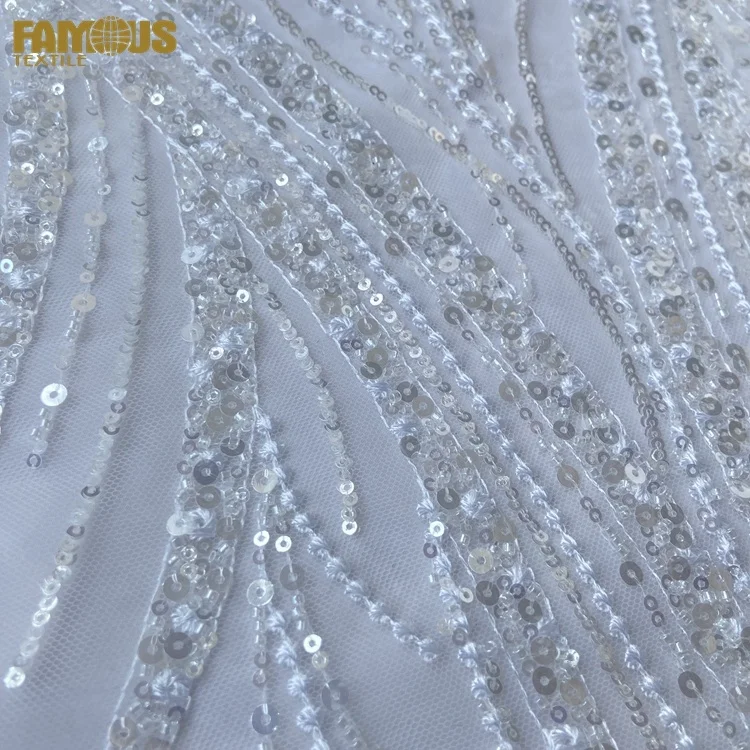 2022 г. Shaoxing текстиль с цветочной вышивкой французское кружево ткань из бисера блестками для женского платья