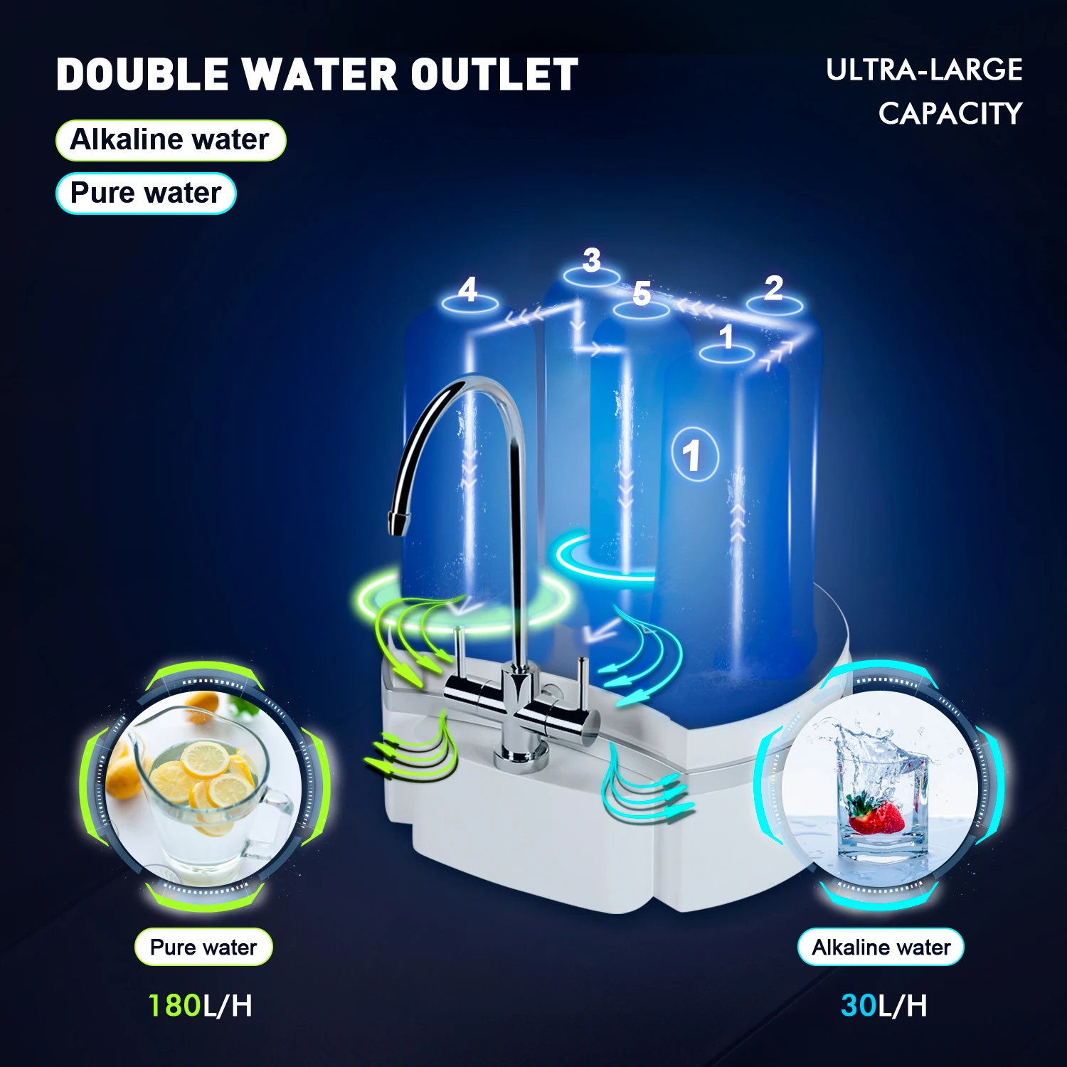5 stages UF water system hydrogen alkaline water ionizer machine