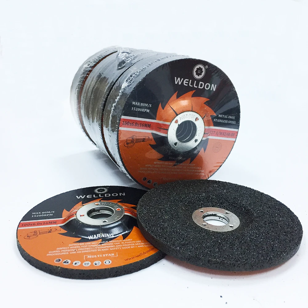 Welldon 100x6x16mm aluminium oxide resin high quality porosity mini bevel edge angle inox grinding wheel disc price or cast iron