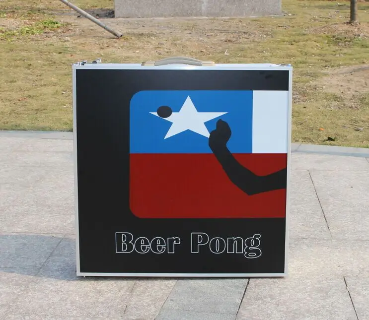 
Portable custom pattern beer pong aluminium folding table adjustable picnic camping table for Party Game 