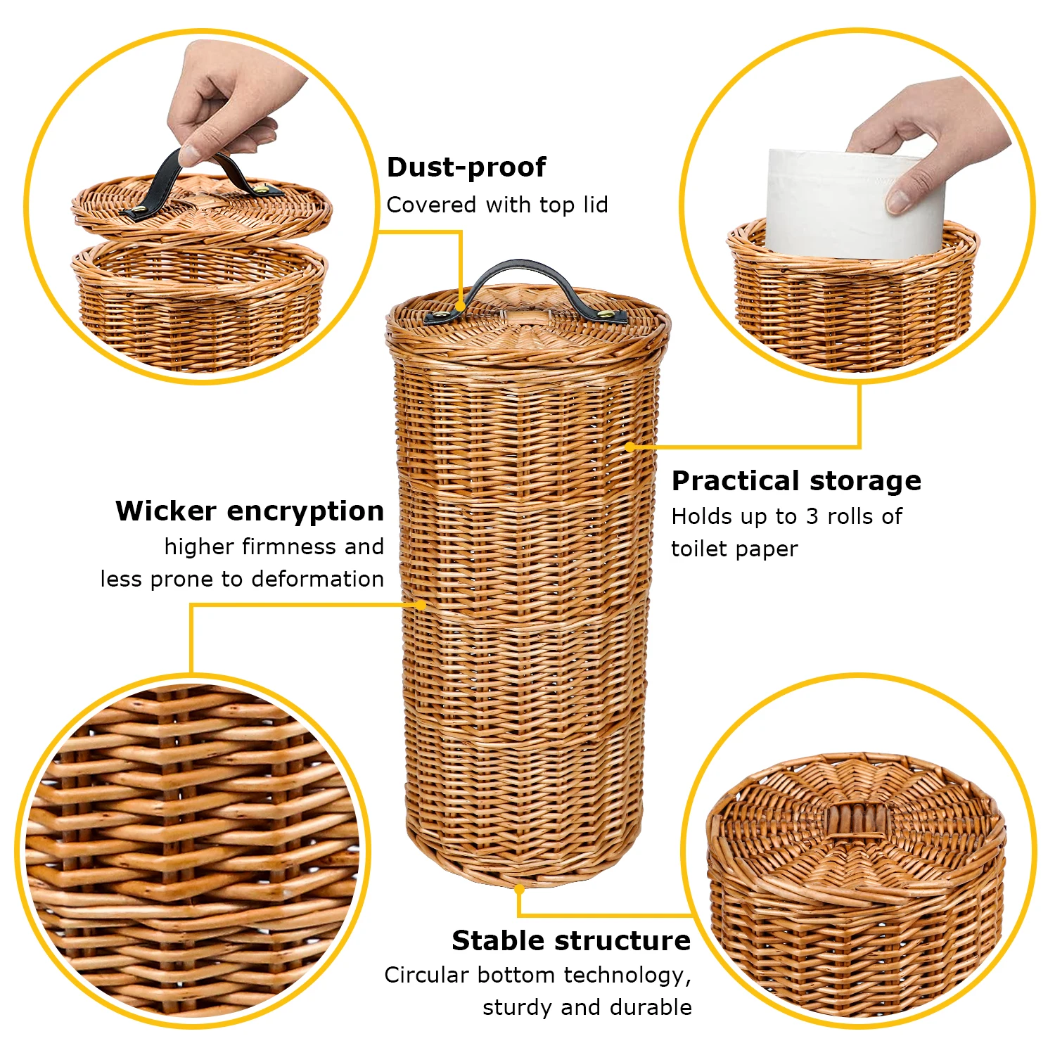 GL Home Decoration Wholesale Natural Wicker Woven Basket Bathroom Storage Laundry Basket