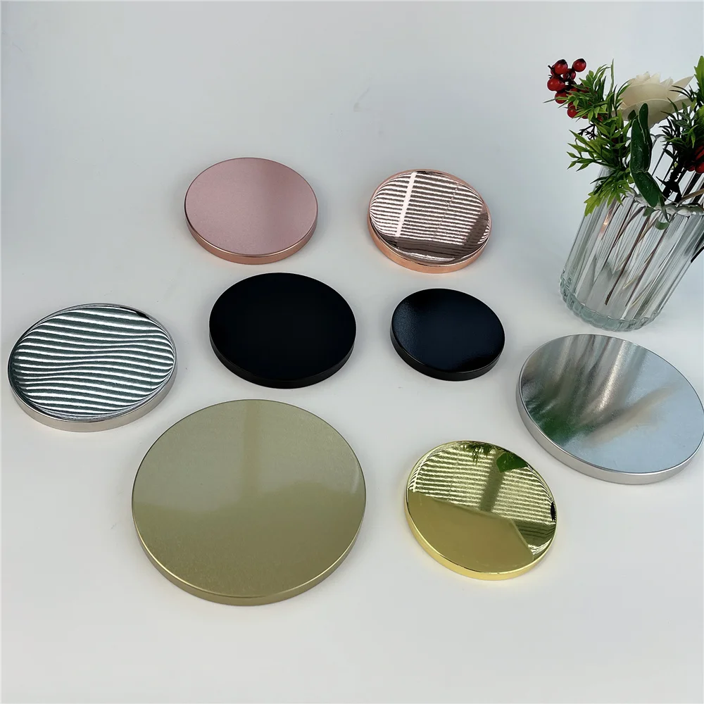 Shiny Silver Rose Gold Matte Black Metal lids for candle jar candle vessel