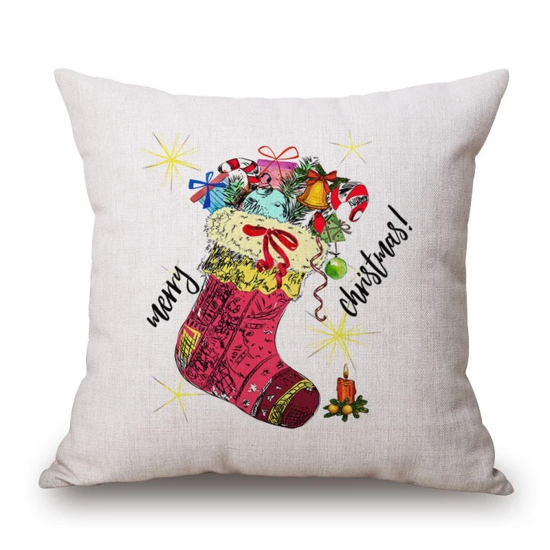 WeaveWin in stock New style Christmas pillow cover New Year cotton linen cushion cover sample room hotel pillow cover