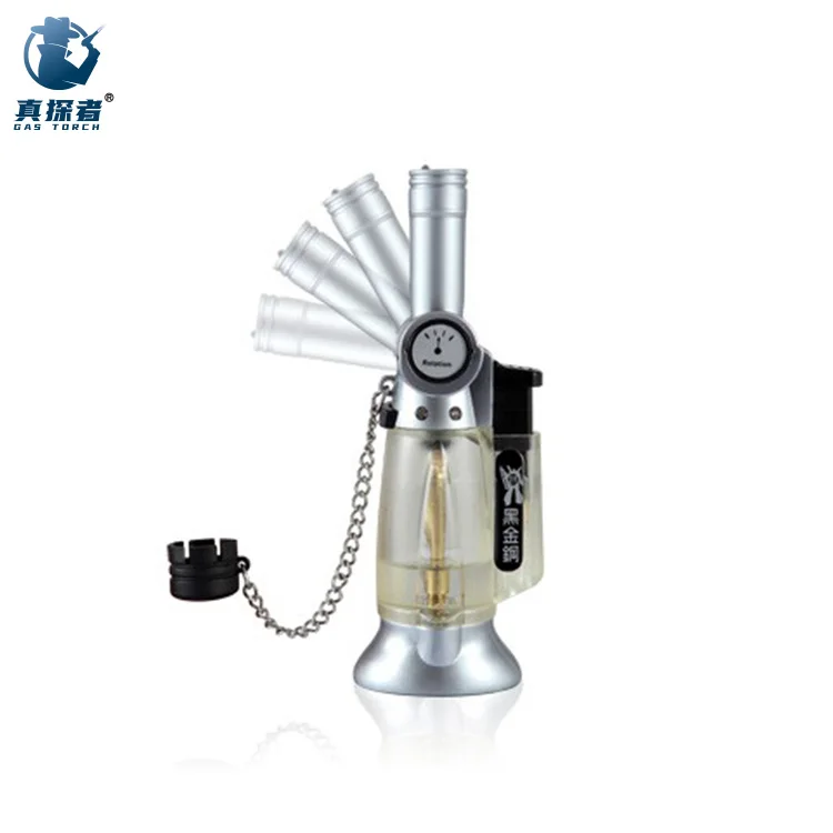GF-865 Cheap Mini Cigar Smoking Plastic Refillable Pistol Single Jet Flame Butane Torch Lighters for Candle