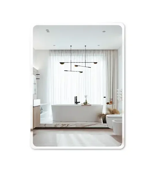 Kingwin Frameless Round Oval Bathroom Wall Mirror 24' Beveled Polished Round Mirror for Bathroom Wall