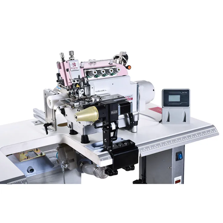 ronmack rongong automatic small cylinder bed overlock sewing machine rib-collar neckband attach