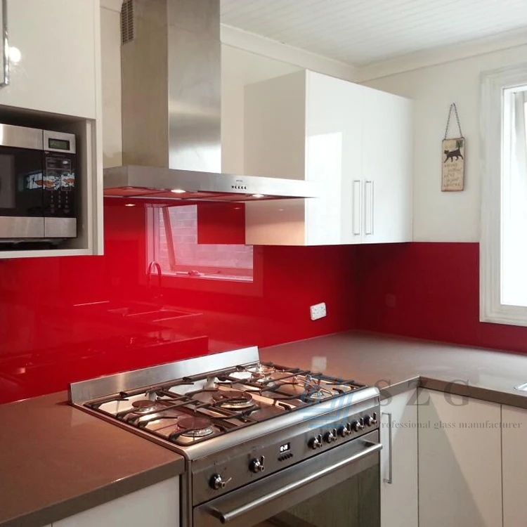 Decoration Colorful Lacquered Double Painted Tempered Glass For Kitchen Design