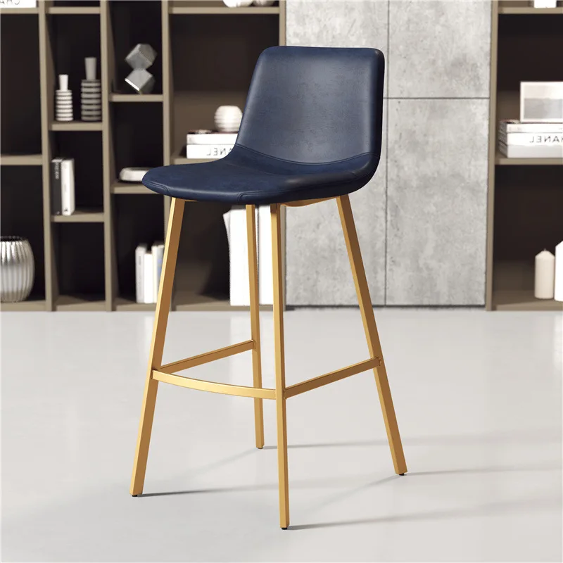 Pu Leather Bar Stools Industrial Pub Barstools With Back And Footrest Modern Armless Bar Stool Chairs