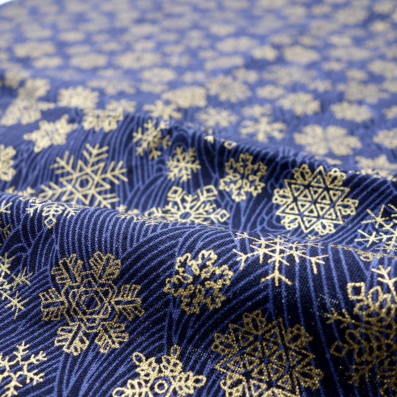 Navy Cotton Printed bronzing Fabric Japanese Fabric For pillow curtain clothing bag cloth Material
