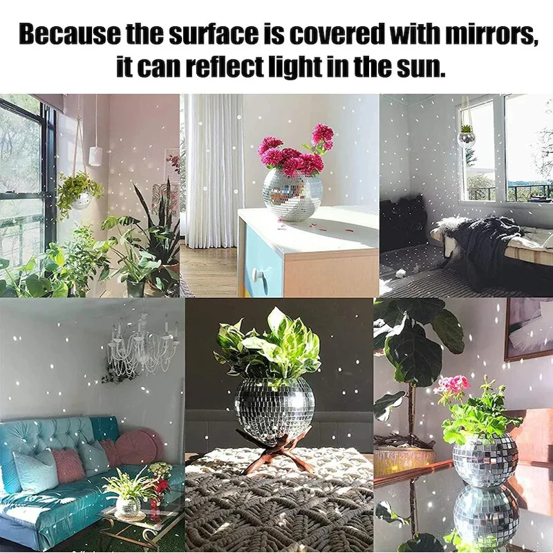 Disco Ball Planter Decoration For Home Hanging Mirror Ball Planter Garden Flower Pots Planters Vase Spherical Plant Hanger