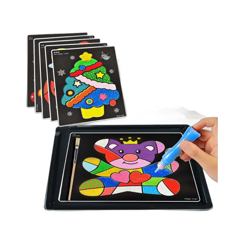 Sand painting toys Children DIY creative hand painting 12 different color pattern art sand painting set