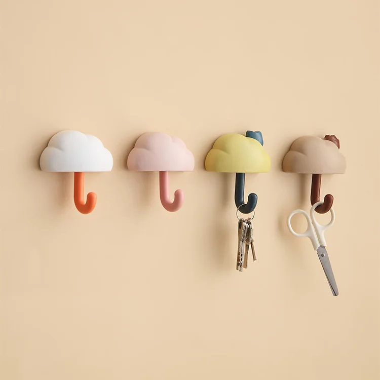 Wholesale adhesive wall hook kitchen bathroom wall door creative cloud cute seamless self adhesive wall hooks hanger