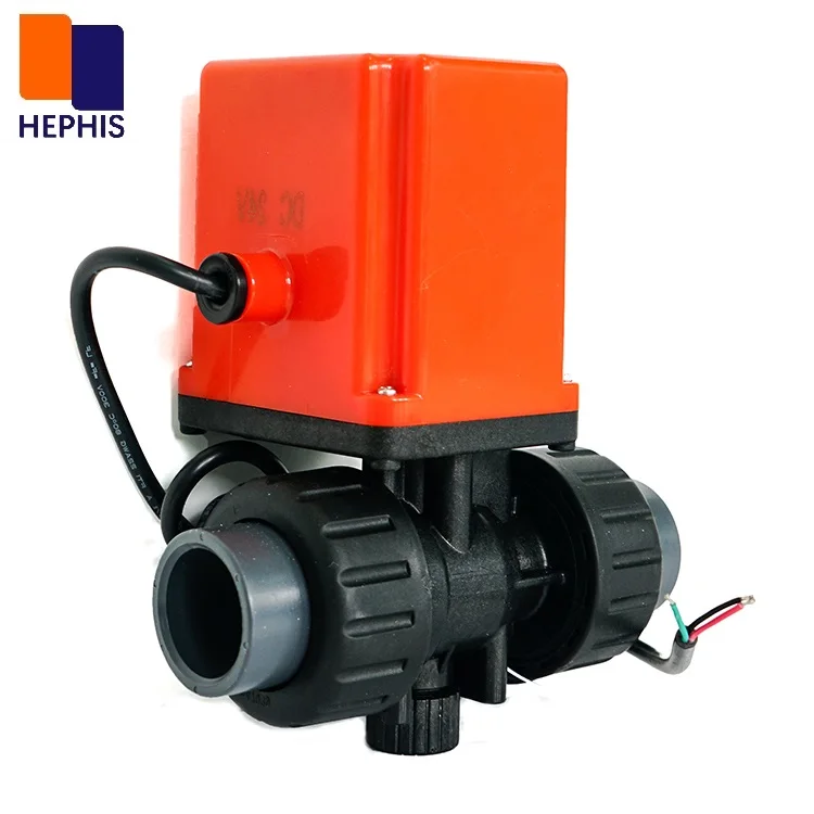 Hephis PVC Electric Ball Valve 2 /3 Ways Electric Ball Valve Plastic Actuator Control Valves For Chemical Electric Actuated Ball