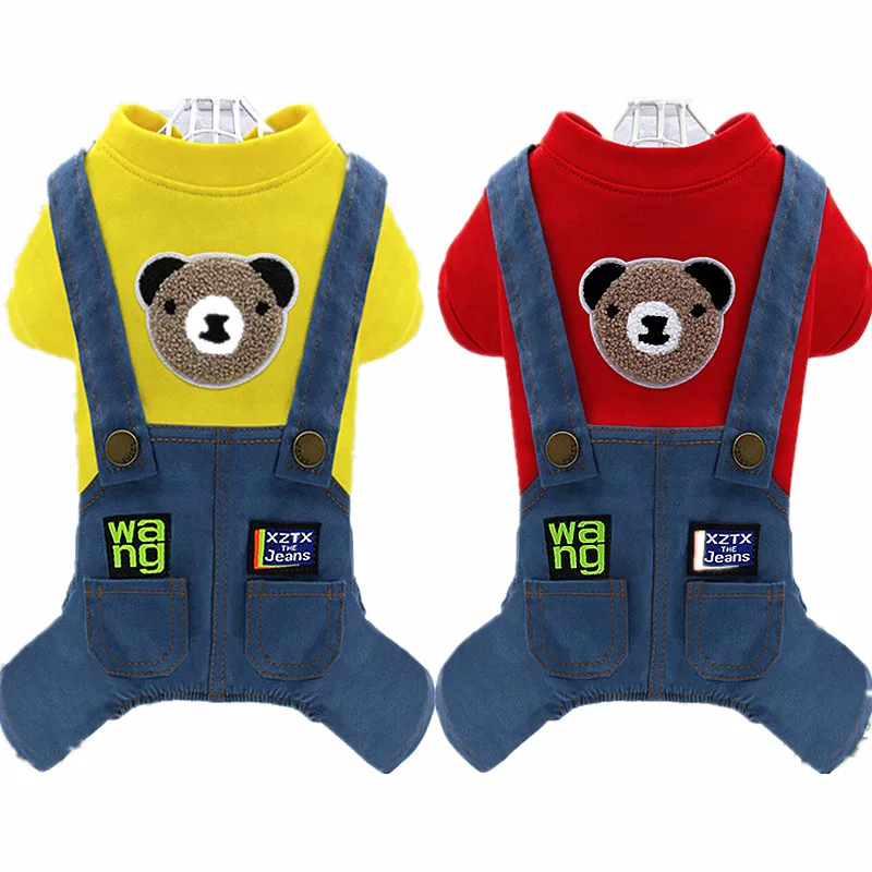 Dog Costume Clothes Cute Denim Overalls for Small & Medium Pets Boy & Girl Dogs Coats Jeans T-Shirts Sweatshirts