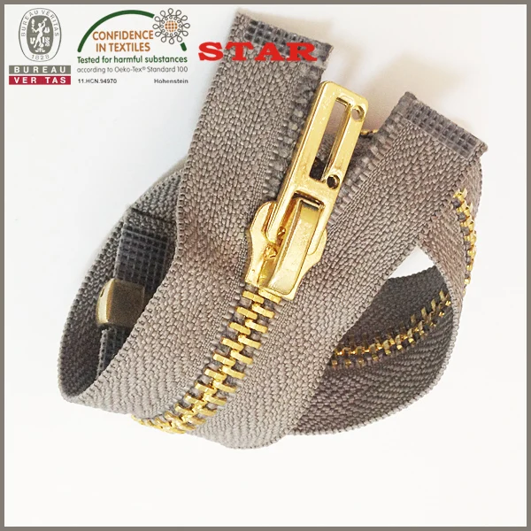 5# brass shiny gold open end zipper