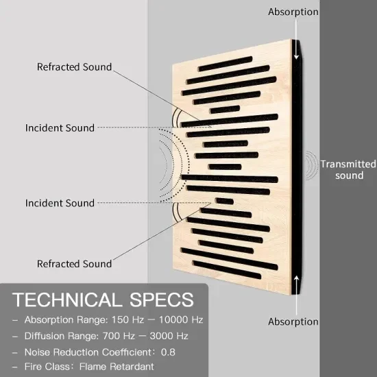 Diffuser Wave Acoustic Panels Soundproof Self Adhesive Wood Wall Panel for Interior Design