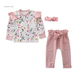 clothing manufacturers Newborn Infant Baby Girl Floral Tops+Long Pants 2PCS Outfits Clothes Set
