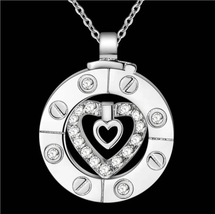 Stairway to Heaven Silver Necklace Heart Pendant Couple With Two Chains for Women Man Jewelry