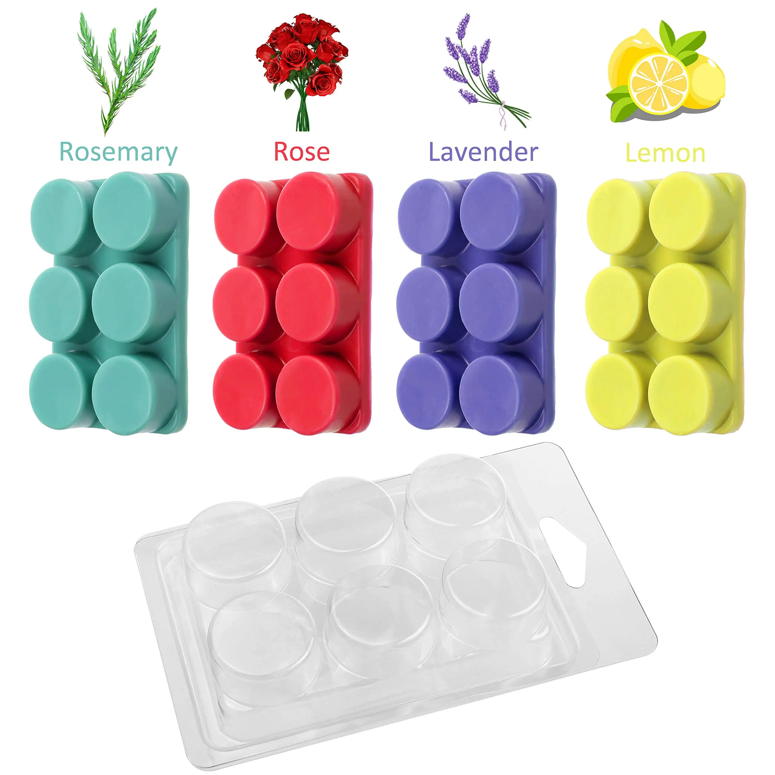 KS Custom Wax Melt Containers DIY Candles Making Mold 6 Cavity Round Clamshells for Tarts Wax Melts Blister Plastic Box